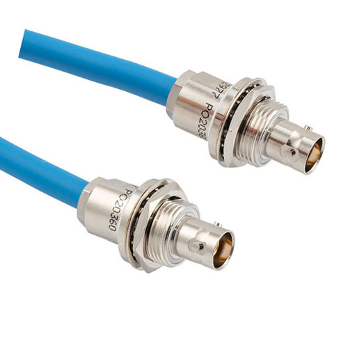 Lead Free LSZH 3-Lug TRB Bulkhead Insulated Jack to Jack for 78 Ohm TWCH-78-2-LC, 12" Cable