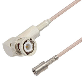 BNC Male Right Angle to SMB Plug Cable Assembly using RG316 Coax, 2 FT , LF Solder