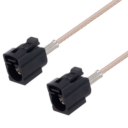 Black FAKRA Jack to FAKRA Jack Cable Assembly using RG-316 Coax, 1 FT , LF Solder