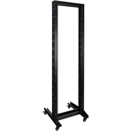 42U 2-Post Open Frame Rack w/Casters (M6), Black
