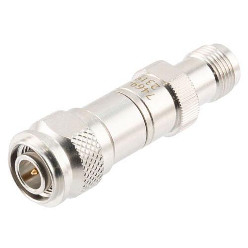 30 dB Fixed Attenuator TNC Male (Plug) to TNC Female (Jack) DC to 12 GHz Rated to 2 Watts, Brass Body, 1.35:1 VSWR