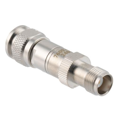 2W/20 dB RF fixed attenuator, TNC Male to TNC Female, Brass Body, DC to 3GHz