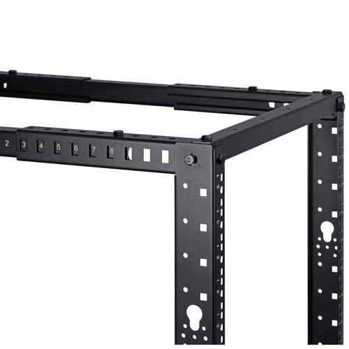 18U Adjustable Depth 4-Post Open Frame Rack with Casters