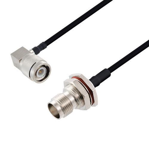 BNC Female Bulkhead to TNC Male Right Angle Cable Assembly using LC141TBJ Coax, 1 FT