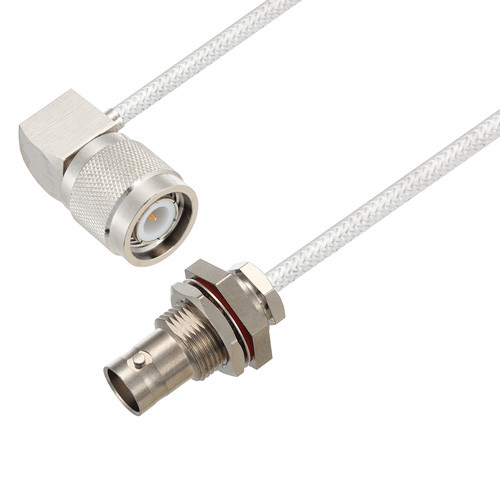 BNC Female Bulkhead to TNC Male Right Angle Cable Assembly using LC085TB Coax, 2 FT