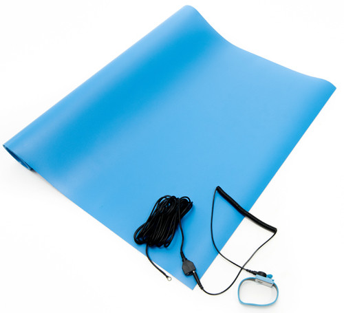 Bertech ESD Anti-Static Three Layer Vinyl Mat Kit, 24 In. x 30 In., Blue (Made in USA)