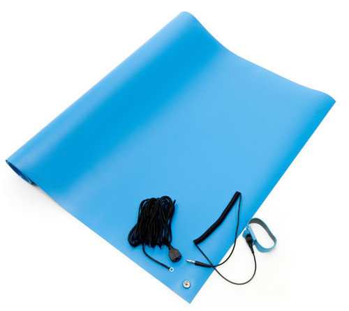 Bertech ESD Anti-Static Three Layer Vinyl Mat Kit, 3 Ft. x 6 Ft., Blue (Made in USA)