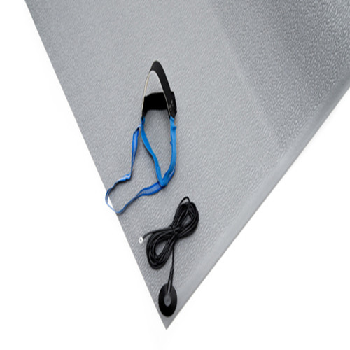 Bertech ESD Anti Fatigue Floor Mat Kit, 3 Ft. x 5 Ft., 3/8 In. Thick, Textured, Gray (Made in USA)