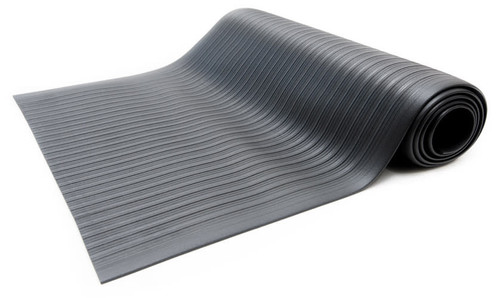 Bertech Anti Fatigue Mat, 3 Ft. x 5 Ft., 3/8 In. Thick, Ribbed, Black  (Made in USA)