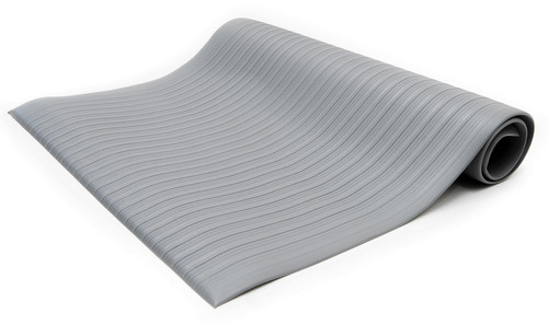 Bertech Anti Fatigue Mat, 4 Ft. x 60 Ft., 3/8 In. Thick, Ribbed, Gray (Made in USA)