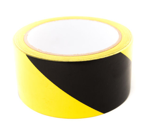 Bertech Safety Warning Hazard Floor Tape, 2 In. Wide x 54 Feet Long, Black and Yellow Stripes