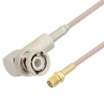 BNC Male Right Angle to SMA Female Cable Assembly using RG316 Coax, 1 FT