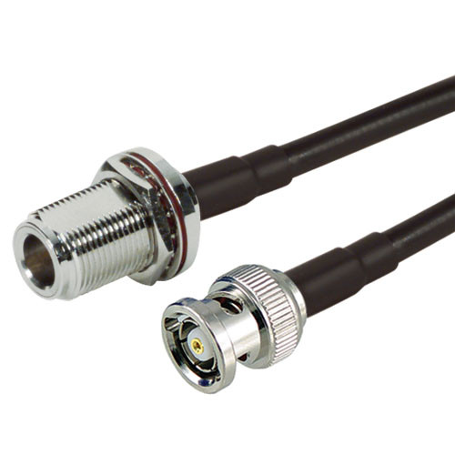 RP-BNC Plug to N-Female Bulkhead, Pigtail 2 ft 195-Series