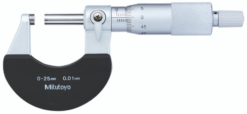 Outside micrometer, 0-25,  0.01mm Mechanical Outside Micrometer, Satin Chrome, Ratchet Stop