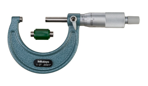 1-2 In,  .0001 In Mechanical Outside Micrometer, Hammertone Baked Enamel, Ratchet Stop, With Standard
