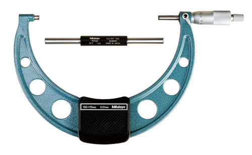 150-175mm, 0.01mm Mechanical Outside Micrometer, Hammertone Baked Enamel, Ratchet Stop, With Standard