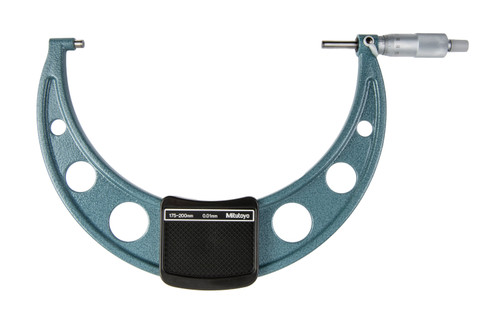 175-200mm, 0.01mm Mechanical Outside Micrometer, Hammertone Baked Enamel, Ratchet Stop, With Standard