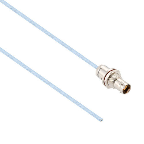 Lead Free 1553 TRB 3-Lug Jack Bulkhead Non-Isolated to Blunt Cut Genderless Cable Assembly using M17/176-00002 Coax, 4 FT