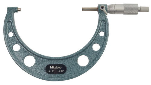 4-5 In,  .001 In Mechanical Outside Micrometer, Hammertone Baked Enamel, Ratchet Stop, With Standard