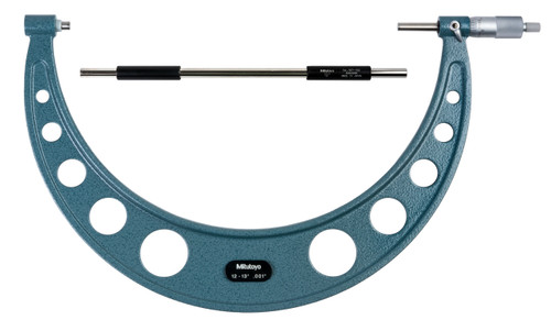 12-13 In,  .001 In Mechanical Outside Micrometer, Hammertone Baked Enamel, Ratchet Stop, With Standard