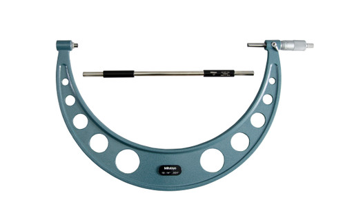 13-14 In,  .001 In Mechanical Outside Micrometer, Hammertone Baked Enamel, Ratchet Stop, With Standard