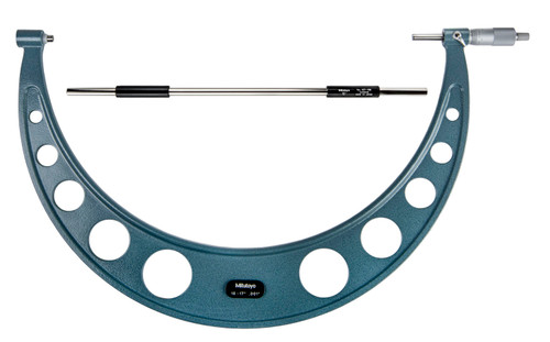 16-17 In,  .001 In Mechanical Outside Micrometer, Hammertone Baked Enamel, Ratchet Stop, With Standard