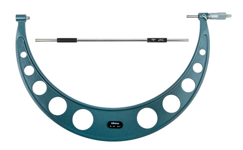 18-19 In,  .001 In Mechanical Outside Micrometer, Hammertone Baked Enamel, Ratchet Stop, With Standard