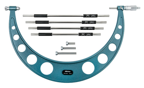 300-400mm, 0.01mm Interchangeable Anvil Mechanical Outside Micrometer, Ratchet Stop, 4 anvils, with 4 Standards