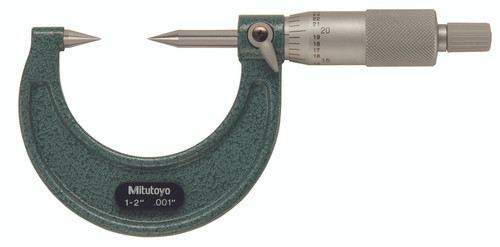 Point micrometer, pointed spindle and anvil