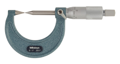 0-1 In, .001 In Mechanical Point Micrometer, 30 Degree Point, Carbide Steel Tip, Ratchet Stop