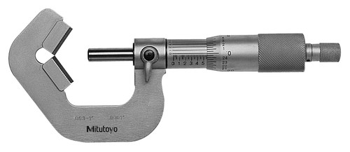 .09-1 In, .0001 In, Mechanical V-Anvil Micrometer for 5 Flutes cutting head, Ratchet Stop