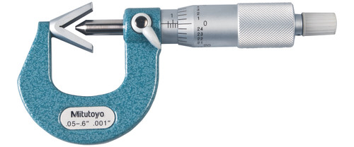 .05-.6 In, .001 In Mechanical V-Anvil Micrometer, for 3 Flutes cutting head, Ratchet Stop