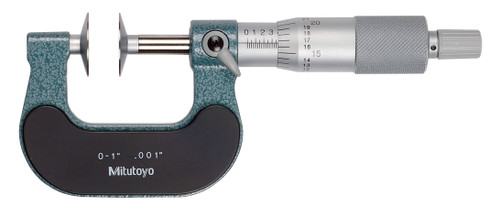 0-1 In, .001 In Mechanical Disk Micrometer, .787 In/20mm Diameter .028 In/0.7mm Edge Thickness Disk, Ratchet Stop