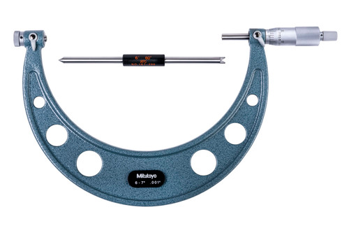 6-7 In, .001 In, Mechanical Screw Thread Micrometer, Ratchet Stop, Optional Anvils Available