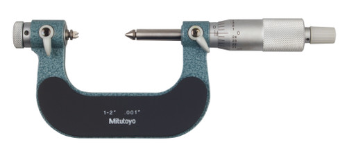 1-2 In, .001 In, Mechanical Screw Thread Micrometer, Ratchet Stop, Includes 6 Piece Anvil Set (126-800) for Metric/Unified screws (60 degree threads)
