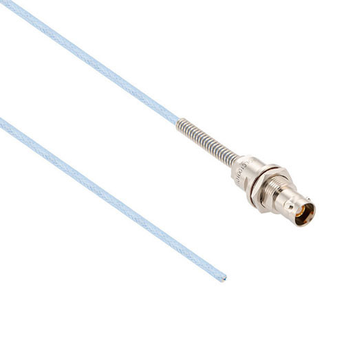 Lead Free 1553 TRB Plug Bulkhead Non-Isolated to Blunt Cut Genderless Cable Assembly using M17/176-00002 Coax, 4 FT with Bend Relief