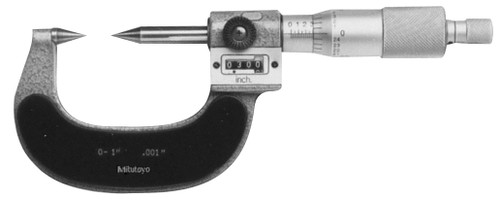 Mechanical Counter Point Micrometer, Ratchet Stop, 30 degree 0-1 In, .001 Inch. No carbide tips