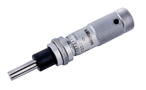 0-.5 In, .001 In, Mechanical Micrometer Head, .375 In Diameter Plain Stem, Flat Spindle Face, Spindle Lock, Zero-Adjust Thimble