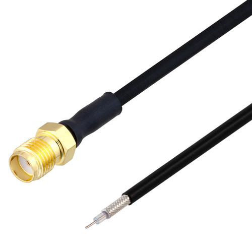 Hand Formable Test Probe SMA Female to Trimmed Lead Cable Assembly using LC085TBJ Coax, Gold over Nickel Plated Brass Body, 3 IN