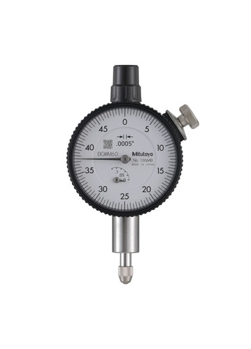.0005 In, .125 In/(.05 In per rev) Dial Indicator, 0-50, Flat Back,  3/8 In stem, Series 1
