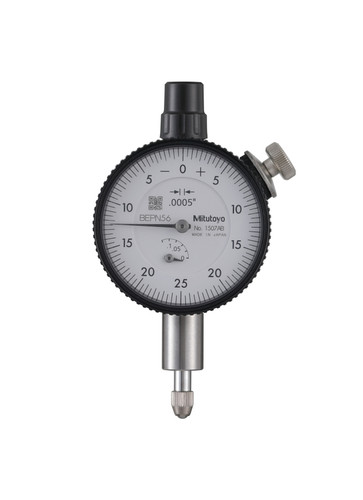 .0005 In, .125 In/(.05 In per rev) Dial Indicator, 0-25-0, Flat Back, 3/8 In stem, Series 1