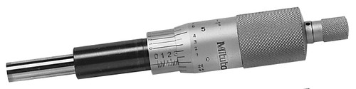 Micrometer Head, common type In middle size with 8mm diameter spindle, 1inch range, .0001in accuracy, .5 inches steam diameter, with plain stem, flat carbide tip spindle, with Vernier .0001 inches