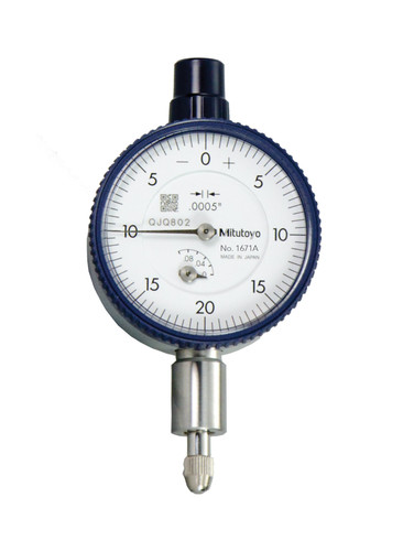 .0005 In, .1 In/(.04 In per rev) Dial Indicator, 0-20-0, Lug Back, 3/8 In stem, Series 1