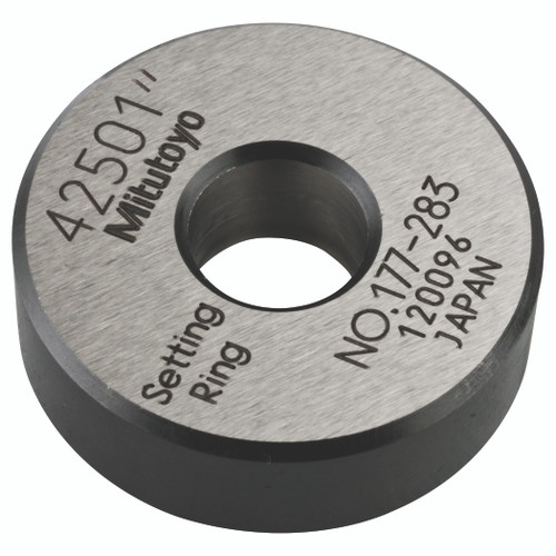 Setting ring, for inside micrometers, holtest/dial bore gages, .425in nominal diameter, 32mm diameter, 10mm T, Type A, 1.8mm distance from side face H, 6.4mm size of warranted cal surface K