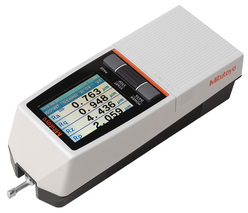 SJ-210 Portable Surface Roughness Tester, Skidded, .7 In/17.5mm Evaluation Range, .75mN Measuring Force, 60 degree 2 Micron Stylus Tip, Color Built-In Display Unit, USB/RS-232C Output