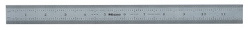 12 In, 300mm Steel Rule, 1 In  Wide, Rigid, Satin Chrome Finish Tempered Stainless Steel, (1/50, 1/100, 1mm, 0.5mm)