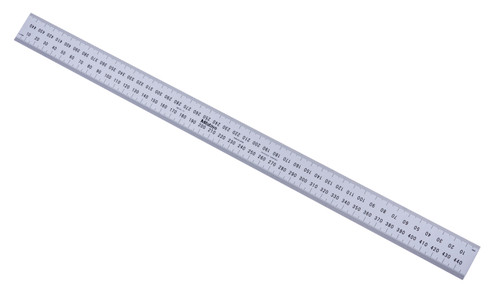450mm Steel Rule, Flexible, Satin Chrome Finish Tempered Stainless Steel, (1mm, 0.5mm, 1mm, 0.5mm, 30mm)