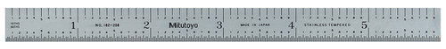 6 In, 150mm Steel Rule, 1/2 In  Wide, Flexible, Satin Chrome Finish Tempered Stainless Steel, (1/10, 1/50, 1mm, 0.5mm)