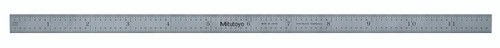 12 In, 5R Steel Rule, 1/2 In  Wide, Flexible, Satin Chrome Finish Tempered Stainless Steel, (1/32, 1/64, 1/10, 1/100)
