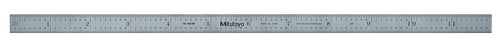 12 In, 300mm Steel Rule, 1/2 In  Wide, Flexible, Satin Chrome Finish Tempered Stainless Steel, (1/32, 1/64, 1mm, 0.5mm)